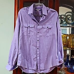 Express Men's MK2 Fitted Dress Shirt light purple size medium 15-15 1/2
